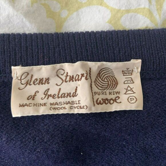 Vintage Dromoland Castle of Ireland 100% Wool Sweater Navy EU Size 42/52 - Picture 10 of 11